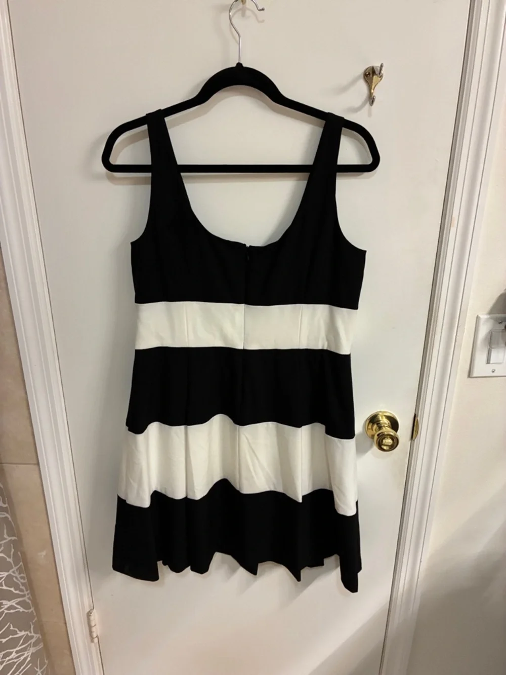 Lauren Ralph Lauren Black and White Striped Midi Dress Sz 14P